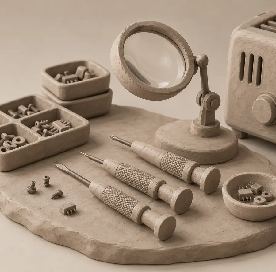 Illustration of repair businesses equipment and workspace