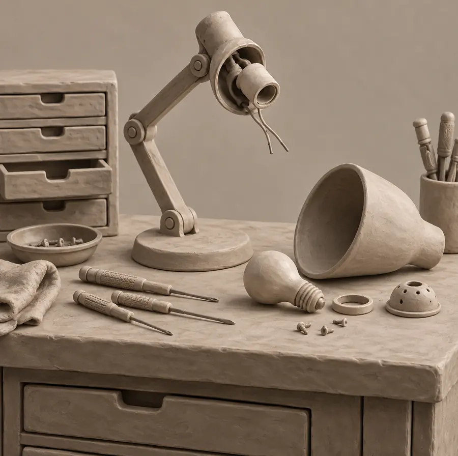 Illustration of repair businesses equipment and workspace